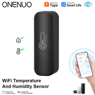 Onenuo Tuya Sensor Inteligente de Umidade de Temperatura Onenuo Tuya Aplicação WiFi Monitor Remoto Doméstico Inteligente var SmartLife Trabalhando com Alexa (Preto)