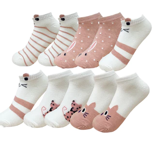 5 Pares / 10 Pares Meias Fofas Meninas Universidade Coreana Meias Fofas de Barco Estilo Verão Super Fácil de Usar