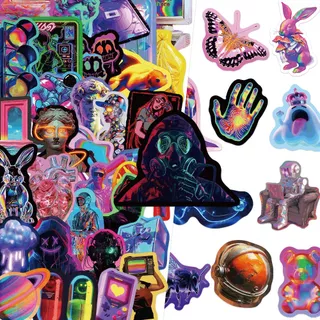 50Pcs Adesivos Coloridos Estilo cyberpunk De Borda ins Personalizados E Criativos Decorativos À Prova D'água Para Telefones Celulares