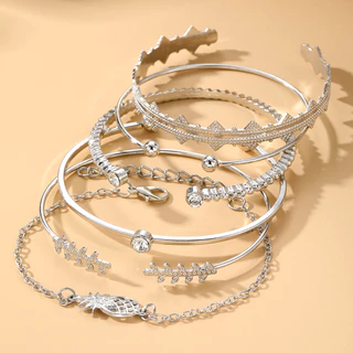 6pcs Moda Européia Americana Moda Européia Pulseira Simples de Abacaxi Diamante Conjunto de Jóias