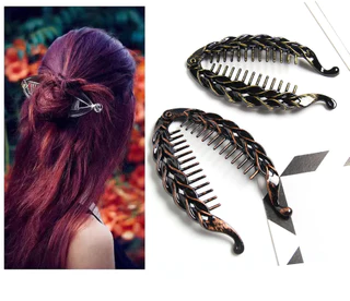 Torções de massa frita plana 2 grampos de cabelo em forma de peixe pintado vintage grampos de lentilha pintados decorados grampos de cabelo femininos