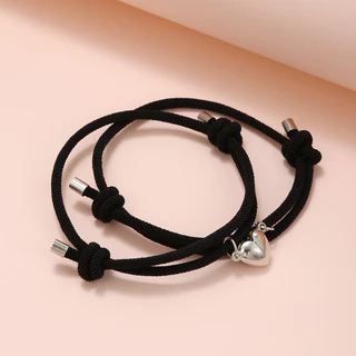 Pulseira de casal de amor de liga nova simples e moderna, um par de ímãs atraindo pulseiras de besties, pulseiras de casal de joias, conjunto de 2 peças