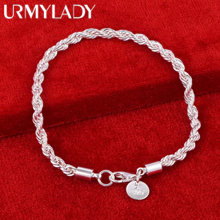 925 Prata Esterlina 4mm Onda De Água Pulseira De Corrente De Encanto Para Mulheres Noivado Moda Homem Jóias De Festa De Casamento