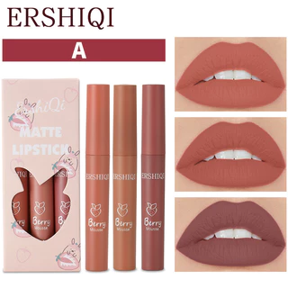 Maquiagem 3pcs Conjunto De Batom Batons Líquidos Mate À Prova D'água Copo Antiaderente Velvet Lip Glaze