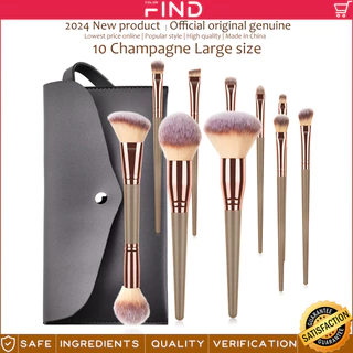 10 Pcs Brown Conjunto de Escova de Maquiagem Grande Set+Makeup Saco de Escova com Escova em Pó Dupla Cabeça Escova em Pó Solta Escova Multi-Função Escova em Pó Solta Escova para Sombra Escova para os Olhos Escova para os Lábios Escova para os Lábios Escov
