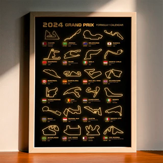  1 Peça A3 /A4 /A5 Tamanho Arte Moderna Design Neon Style 2024 F1 Race Wall Stickers Sem Moldura Melhor Presente Pôster de Decoração de Sala de Estar