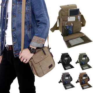 Bolsa Para Mensageiro Em Lona Com 8 Bolsos Telefone De Ombro Exterior Homens E Mulheres