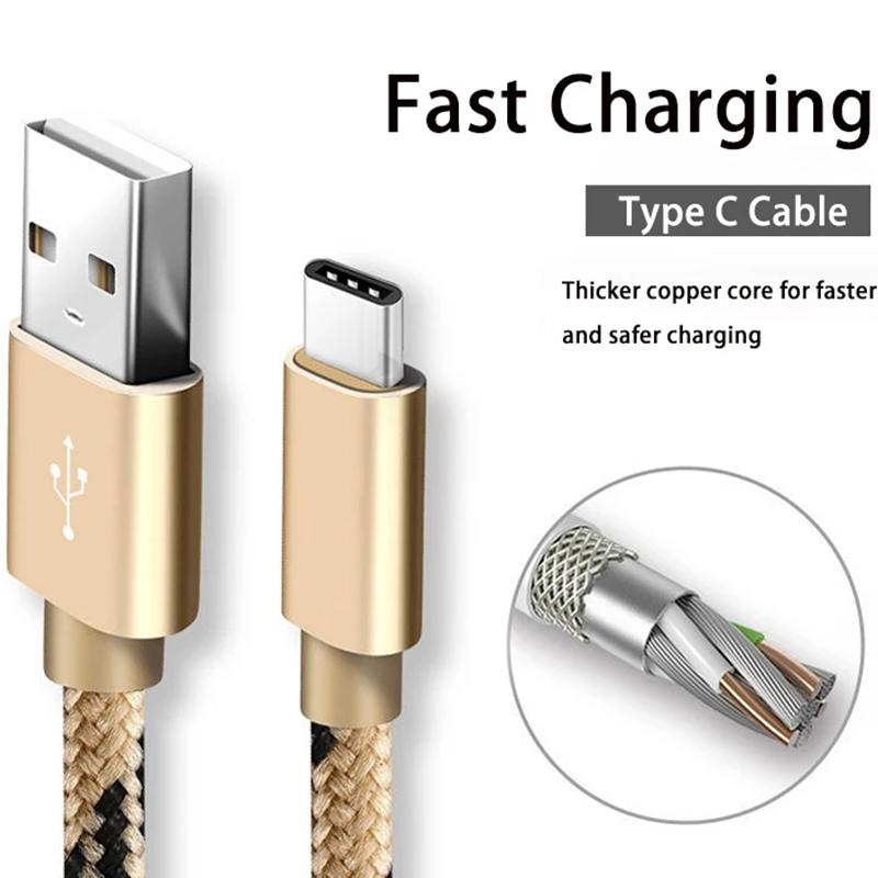 Cabo usb tipo c trançado para samsung note 20/10/9 moto g8 g9 g plus huawei p30 cabo de dados usb-c para celular cabo usb tipo c de carregamento rápido