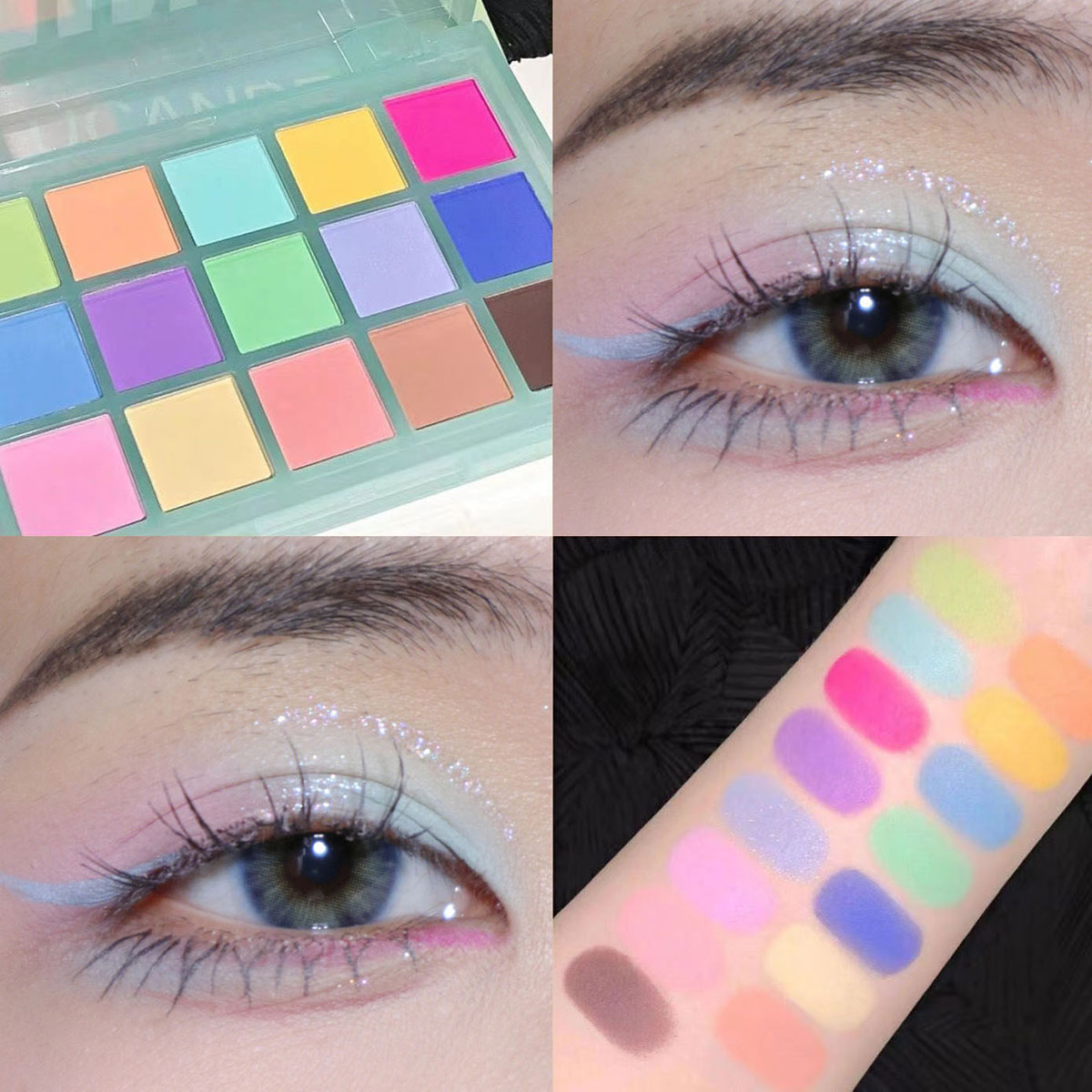 15 Paleta de Sombra Colorida Macaron Matte Pearlescent Pink Eyeshadow ...