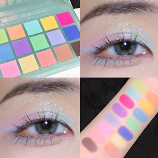 15 Paleta de Sombra Colorida Macaron Matte Pearlescent Pink Eyeshadow Paleta