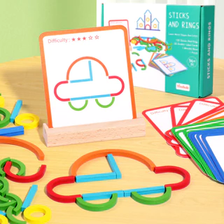 Jogo De Inteligência De Quebra-Cabeça E Anéis Criativos De Madeira Montessori Early Childhood Brinquedos Educacionais Para Crianças De 3 Anos De Idade