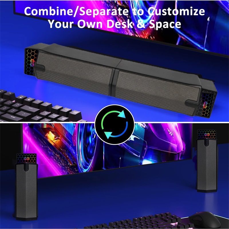 S-562 Alto-Falantes De Mesa RGB Sem Fio , Barra De Som Para Jogos De PC 2.0 , Luz De Fundo E Controle Tudo-Em-Um , Alimentado Por USB