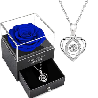 Conjunto de Colar de Zircônio Batendo e Caixa de Presente Rosa, Um Presente Romântico para A Esposa Mãe