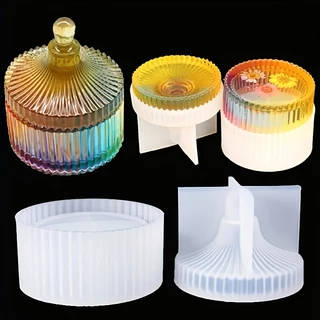 Caixa De Armazenamento De Listras Redondas Cristal Resina Epóxi De Molde De Jóias Recipiente De Flores Pote Moldes De Silicone Ferramentas De Fundição Artes