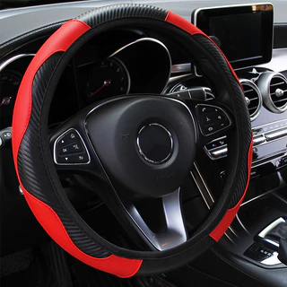 Capa Do Volante Carro E Cinto De Segurança Conjunto De Almofadas De Ombro Em Fibra De Carbono Antiderrapante Acessórios Interiores