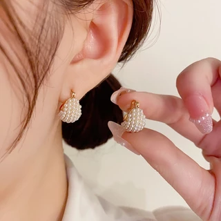 Brincos De Pérola Retro Moda Coreana Jóias De Luxo Leve Casamento Mulheres