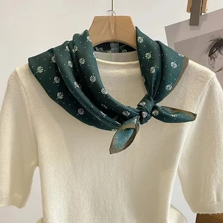 Lenço de Seda Retro Floral Veludo 70 Quadrado Lenço de Algodão Não Deslizante Literário Intelectual Pequeno Lenço de Seda Comutador Lenço de Seda Feminino Combinando com a Roupa de Seda Todos os Combinações Lenço de Seda Viagem ao Ar Livre Lenço Comemorat