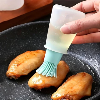 Frasco para churrasco com 1 peça de óleo de Silicone portátil com escova Escova para churrasco Pincel para churrasco Pastelaria Plástico para cozinha Frasco para churrasco ao ar livre