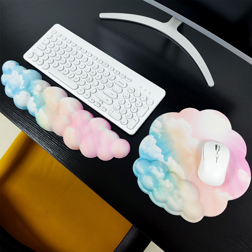 ISETTA 3PCS Cloud Keyboard Wrist Restos De Pulso , Descanso Ergonômico Antiderrapante Para Palma De Computador , Almofada De Espuma De Memória