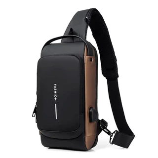 Homens Multifuncionais Bolsa De Ombro USB Anti-Furto Homem Crossbody Cross Body Travel Sling Chest Bags Pack Messenger