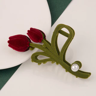 Um Clip de Cabelo Flocking Tulip Headdress Fêmea Cabeça de Cabelo Enrolado Exquisito Clip de Cabelo Enrolado Clip de Cabelo High-End Clip de Cabelo All-Match Clip de Cabelo Acessórios