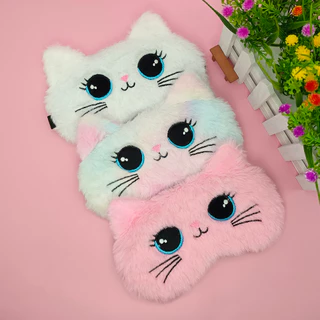 Máscara De Olho De Gato 3D De Pelúcia Fofa-Venda Blackout De Cor Arco-Íris Para Dormir Mulheres E Meninas ​ em Oferta na Shopee