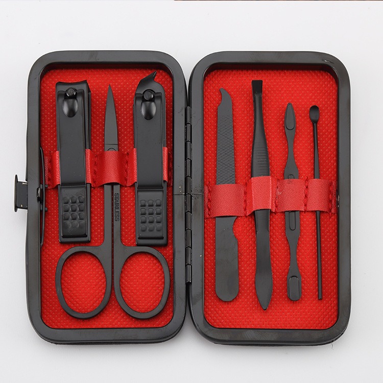 Conjunto de Clipper de Unhas 7-24 peças Conjunto de Clipper de Unhas Black King Kong Manicure Beauty Tool Raspador de Unhas Acne