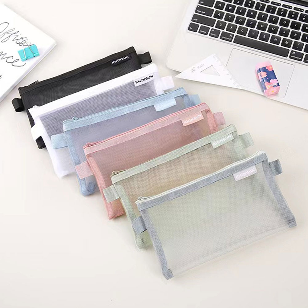 Estojo de lápis simples Estojo de lápis de grande capacidade Saco de papelaria de alto valor Senha Atacadista Estojo de lápis de alto valor Estojo de lápis de alto nível Alunos do ensino fundamental Estojo de lápis de rede Saco de zíper Transparente Criat