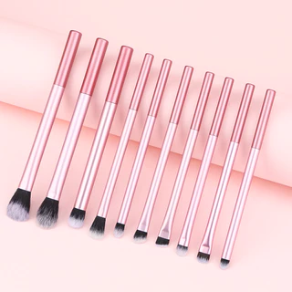 Novo Estilo 10 Escova Pink Eyeshadow Escova para Cabelos Conjunto de Escova Multifuncional de Maquiagem para os Olhos Ferramenta de Beleza Viagem Portátil