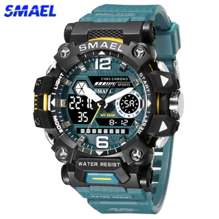 SMAEL Relógios Esportivos Masculinos De Grande Display Duplo Eletrônico LED Militar Relógio Digital Multi-Funções Alarme Tático À Prova D