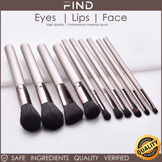 Findcolor 10 Pcs Champagne Color Conjunto de Escova de Maquiagem Profissional Inclui Escova Blush Escova em Pó Solto Escova de Cílios Escova de Sombra High Gloss Foundation Escova de Alta Qualidade Conjunto de Viagem Fábrica de Vendas Diretas Gift Househo