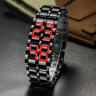 Relógio De Pulso Digital De Lava Para Homens Da Moda Preto Full Metal Vermelho Azul Relógios LED Presentes Menino Esportivo Criativo