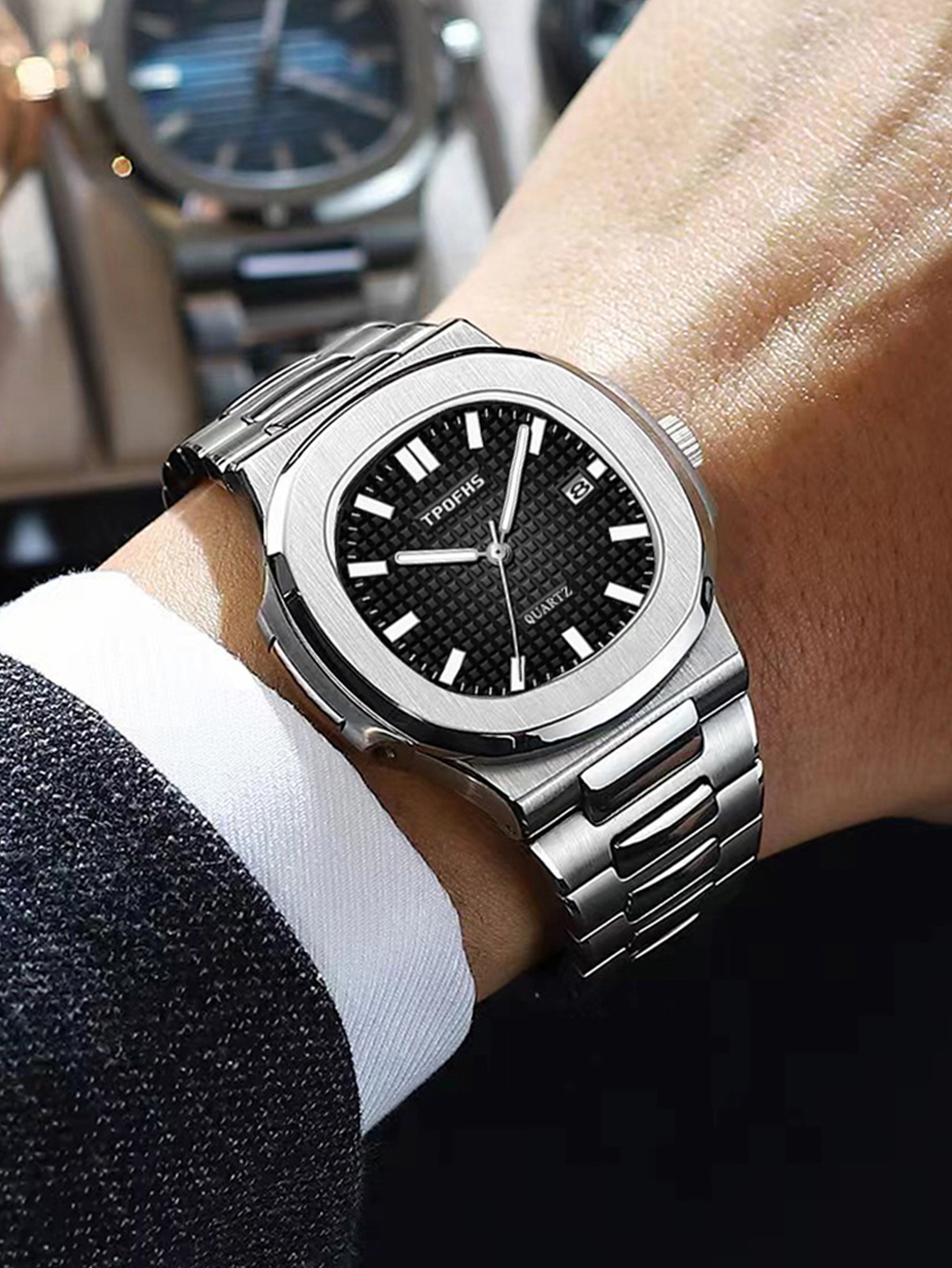 Nova Rede De Calendários Vermelhos Com Pulseira De Aço De Verificação Brilhante No Escuro Nautilus Relógio Simples De Quartzo Para Homens De Negócios casual