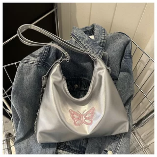 Sentimento de alta qualidade Sentimento de moda Burst Crack Bowknot Portable Large-Capacity Bag Women 2024 Novo Axilas Simples para