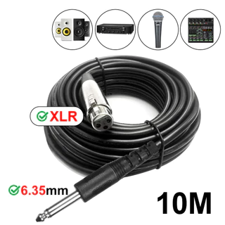 Conector De Metal De Cabo De Áudio Macho Para XLR Fêmea De 6.35 Mm Amplificador , Microfone , Misturador