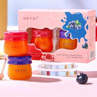 Conjunto De 2pcs De Bálsamo Labial , Extrato Vegetal Máscara Hidratante De Seda Pequena Honey Pot Blueberry , Vermelha Pomegranate Set Brilho Longa Duração