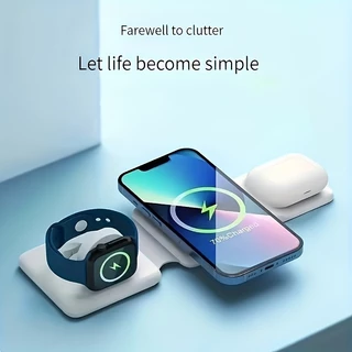 Três em 90% de desconto em Pilha Carregador de Fone de Ouvido Móvel Sem Fio Relógio Magnético Sem Fio Suporte de Silicone de Carregamento Rápido