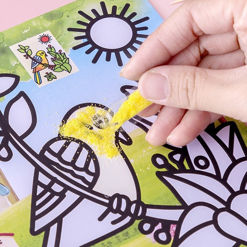 Pintura Infantil Em Areia diy Fundo Amarelo Grande E Pequeno Artesanal Criativa Colorida Brinquedos
