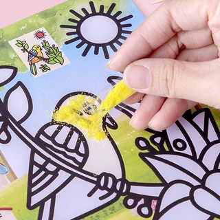 Pintura Infantil Em Areia diy Fundo Amarelo Grande E Pequeno Artesanal Criativa Colorida Brinquedos