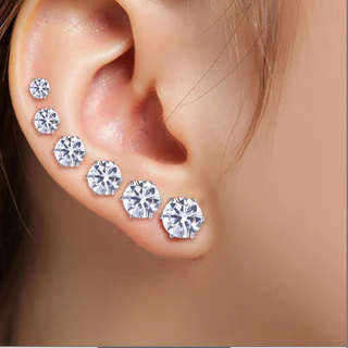 6 pares de brincos de zircônia requintados da moda, Piercing de orelha, brincos Boutique, vários tamanhos de escolha, to
