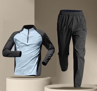 Roupas De Treinamento Com Meio Zíper Calças De Manga Comprida Masculinas Para Pista Esportiva E Camiseta De Campo fitness Corrida