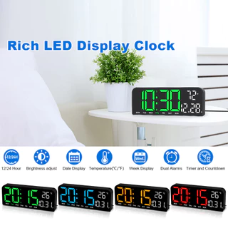 Despertador Digital Com Display Grande-Relógio De Mesa LED Data , Semana , Temperatura , Brilho Automático , Dimmer , Mo