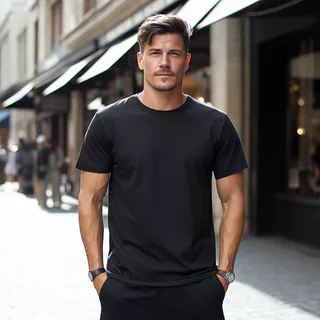Camisetas Masculinas De Algodão Penteado Pré-Encolhido Jersey Com Tratamento Soberbo Cor Lisa