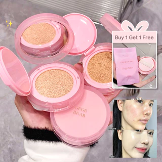 Gegegege BEAR Refreshing Cushion Foundation Cobertura Construível Soro Anti-Envelhecimento Maquiagem , Acabamento Sheer Satin , Refil Incluído