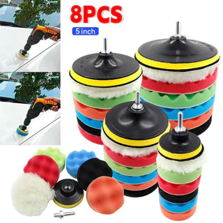 8 Pçs Kit De Polimento Do Carro Almofada Polonês 5 Polegada Disco Cera Esponja Polidor Para Acessórios