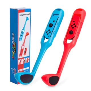 OIVO 2 Pack Joy-Con Golf Club Grip Para Nintendo Switch , Acessórios De Jogos De Golfe Controlador M-ario Super Rush (Red & Blue)