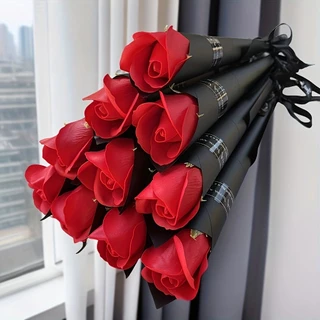 10 Bouquets Artificiais de Rosa para Casamento, Aniversário e Decoração de Casa - Dia dos Namorados, Dia das Mães