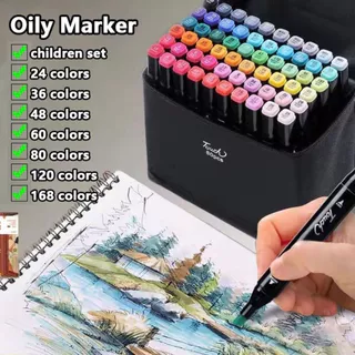 Marcador Oleoso De Duas Cabeças , Montagem De Arte Para Estudantes , Material Escolar , Papelaria , 48 Cores