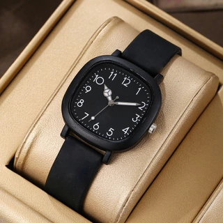 Temperamento moderno simples estilo combinado estilo formal pulseira macia para meninas, relógio de movimento de quartzo