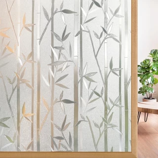 1pc Padrão De Bambu Destacável Resistente A Uv Adesivo De Vidro Colorido Cobrindo Decoração Para Casa Filme De Adsorção
